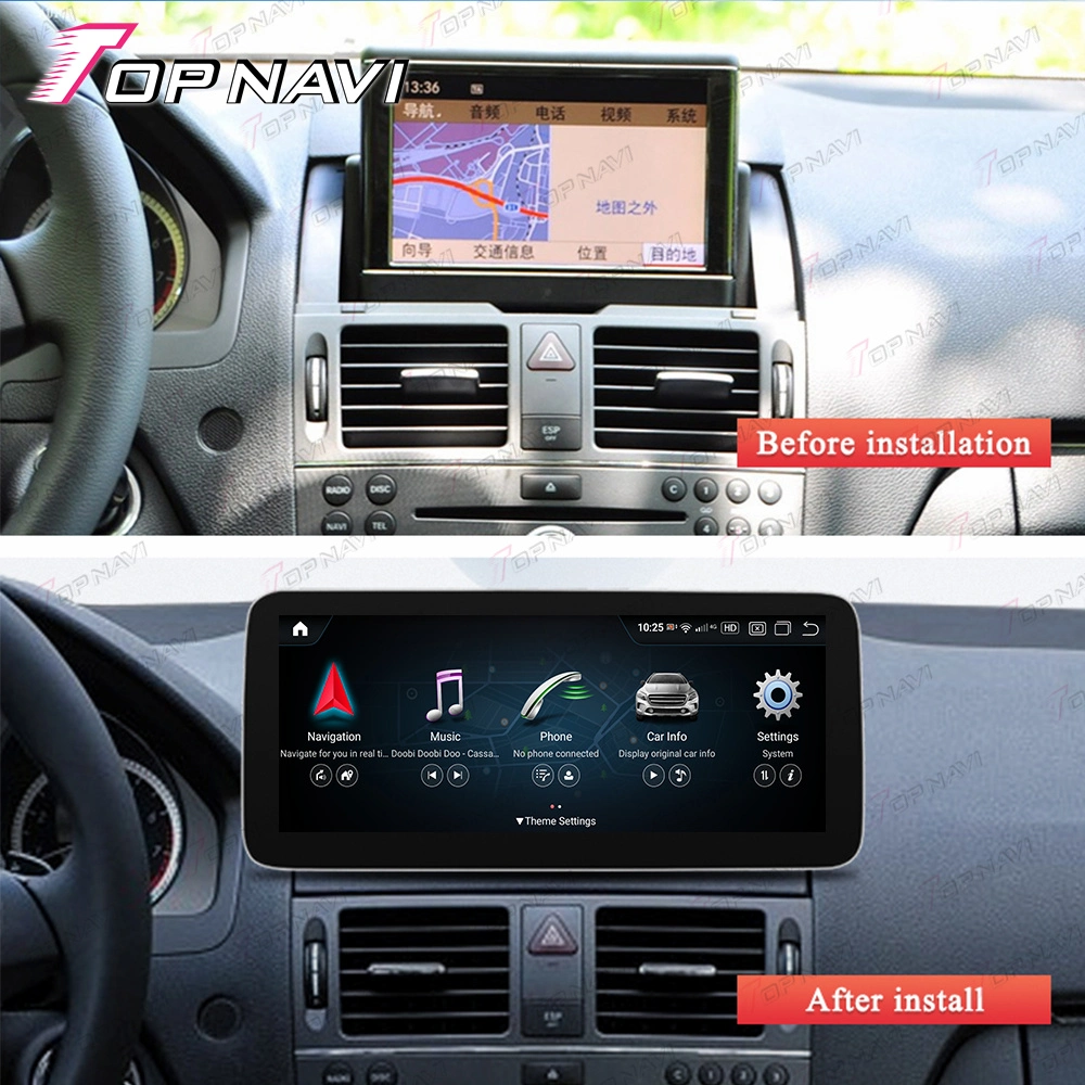 6+128g Android 11 10.25 Inch Car Navigation Music Multimedia System for Benz C Class 2008 2009 2010 W204 Car Speakers