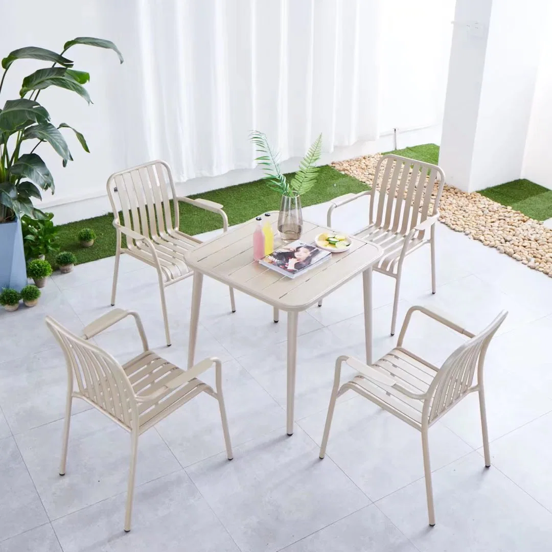 Wooden Garden Chair Indoor Cheap Chair with Anodize Finishing Aluminum Chairs and Table Outdoor Dining Set Cafe Furniture