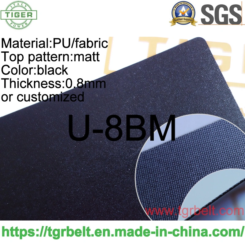 0,8 mm negro mate de alta velocidad Nonwoven Crosslapper cinta transportadora de poliuretano fabricante de China