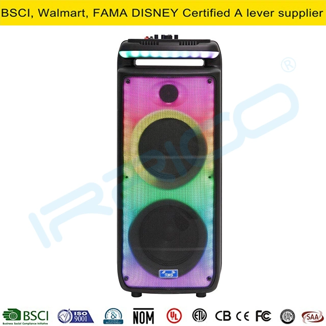 200W Dual 8 Inch Powered Portable Bluetooth with Flame Lights Sound Box