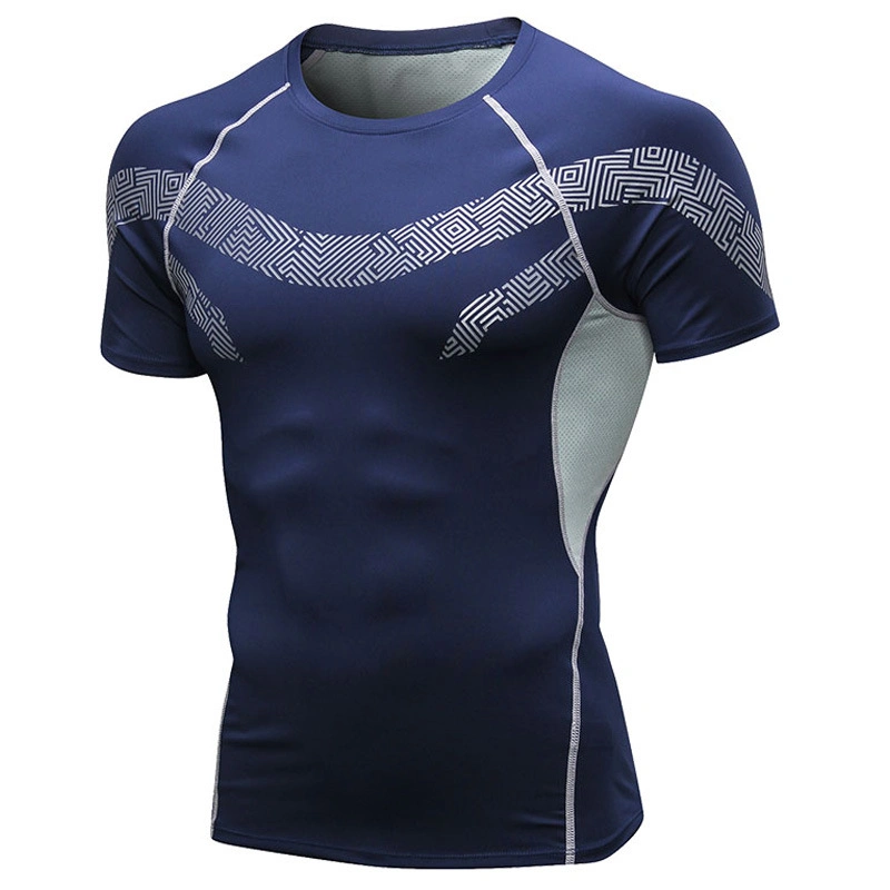 OEM/ODM Men&prime; S Fitness Compression Wear Quick-Drying Short Sleeves T-Shirt Tights Sports Stretch Casual Running Training Wear