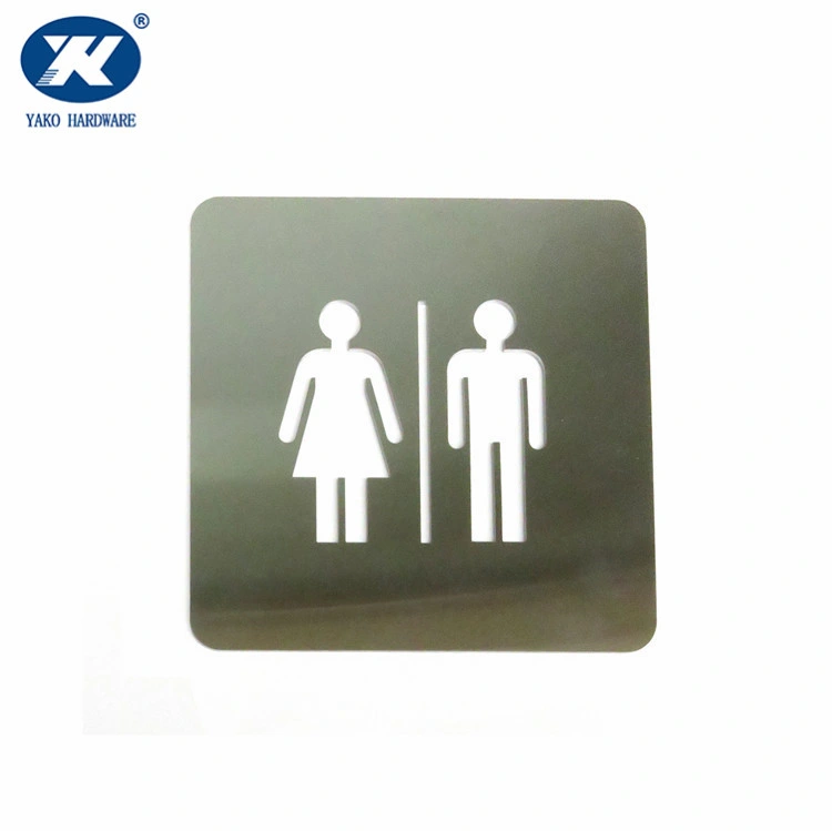 Hotel Mall Toilet Wc Bathroom Door Sign Hollow Stainless Steel Plaques Plate with Adhesive Sticker