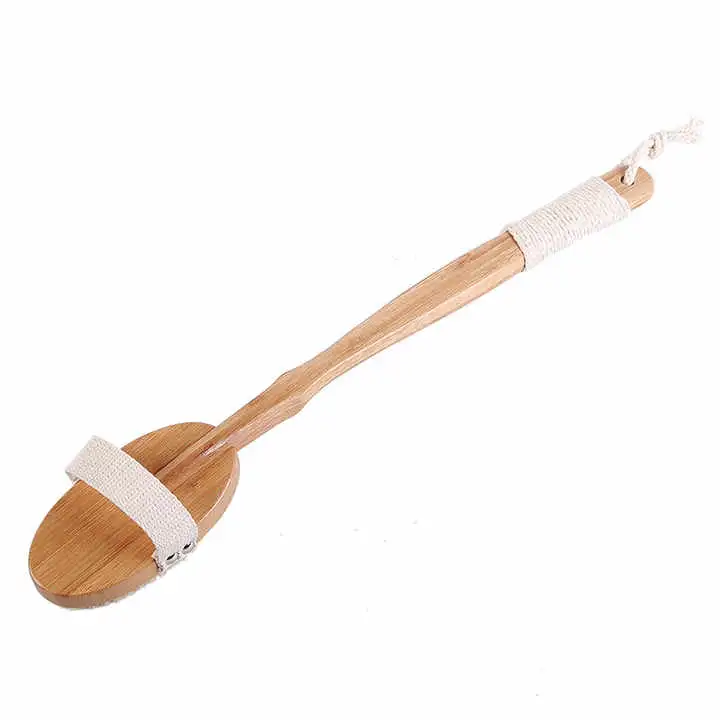 Bamboo Wood Long Handle Bath Shower Back Body Exfoliating Bath Brush