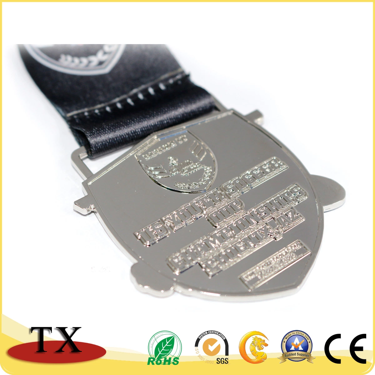 Charming Sports Medal Customized Metal Embossed Logo Medal with Ribbon