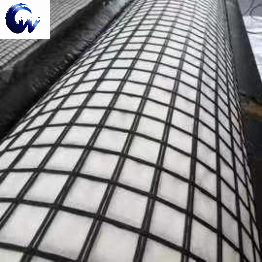 Matériau de construction en polyester tissu géogrille composite avec renforcement de sous-sol en géotextile.