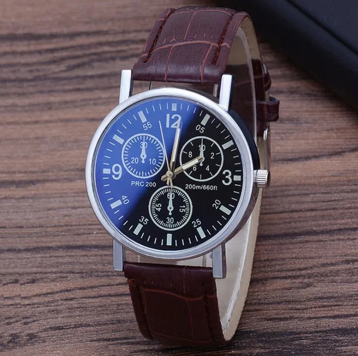 Wholesale/Supplier Fashion Three-Eye Men Quartz Watch Blue Glass Belt Men Wrist Watch