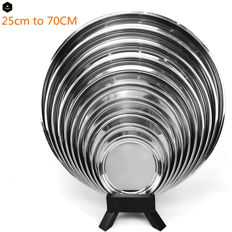 Multi Sizes 50cm, 55cm, 60cm Stainless Steel Serving Round Tray