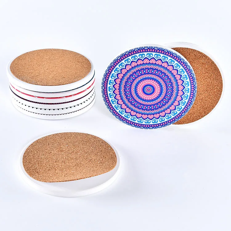 O conjunto de 6 tampas de sublimação em pedra absorvente Bohemian Custom Design Imprimir em cerâmica Coasters