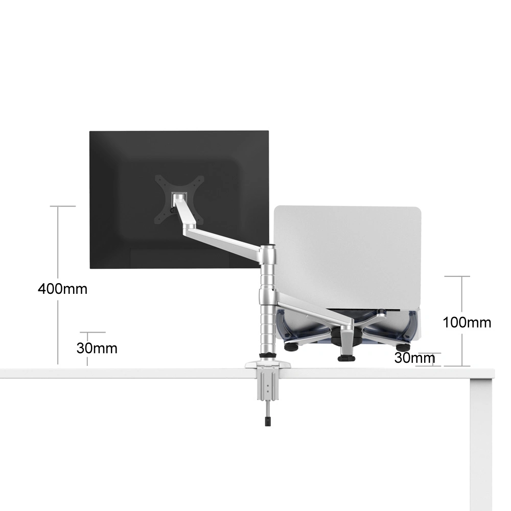 Height-Adjustable White Aluminum Alloy Monitor Stand Dual-Arm Computer Accessories