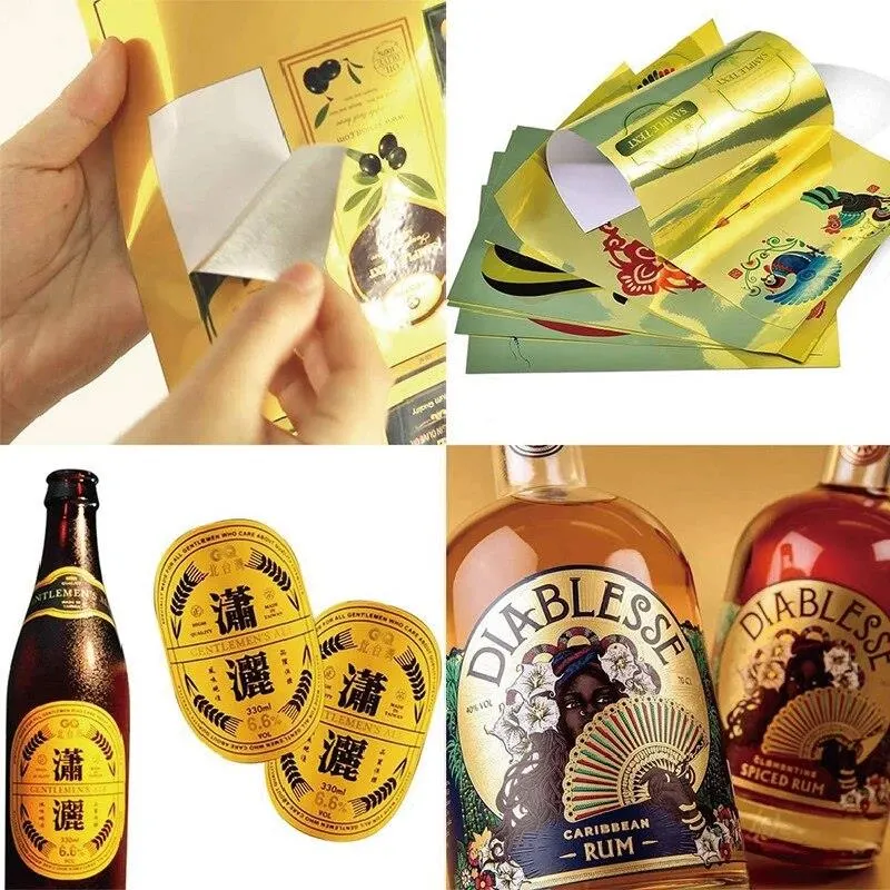 Chinese Manufacturer Waterproof Self-Adhesive Label Mateirials Bright Gold Foil Paper for Label Printing