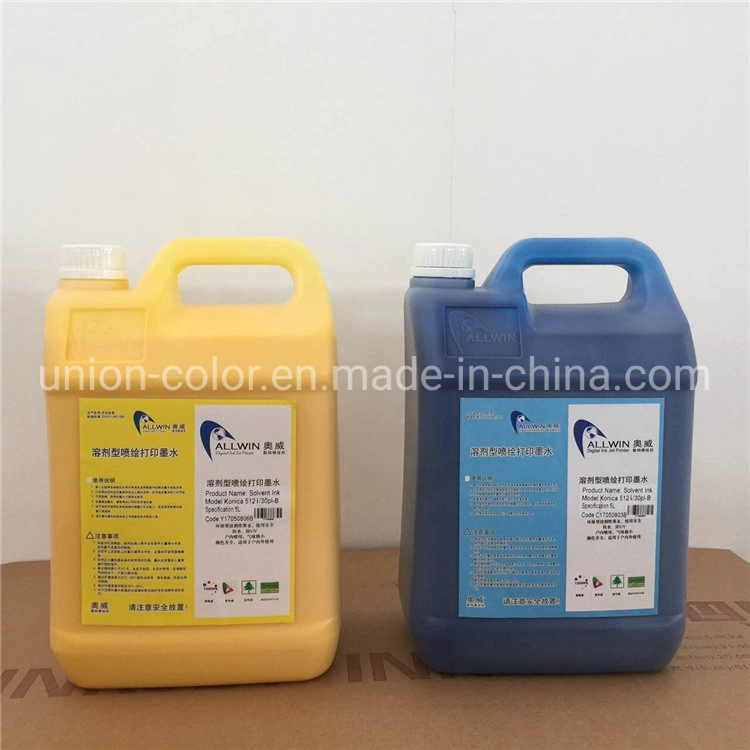 Factory Price Allwin Konica 512I 30pl Solvent Ink Chemical Paint Flex Wall Paper Vinyl Printing Ink Pigment Ink Made in China