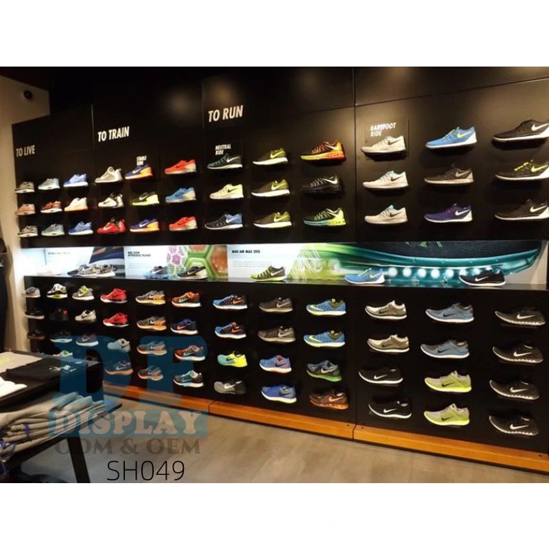 Custom Shoe Display Rack Shoe Store Shelves for Retail Shop Hanging Display Stand with Hooks Sneaker Display Racks Advertising