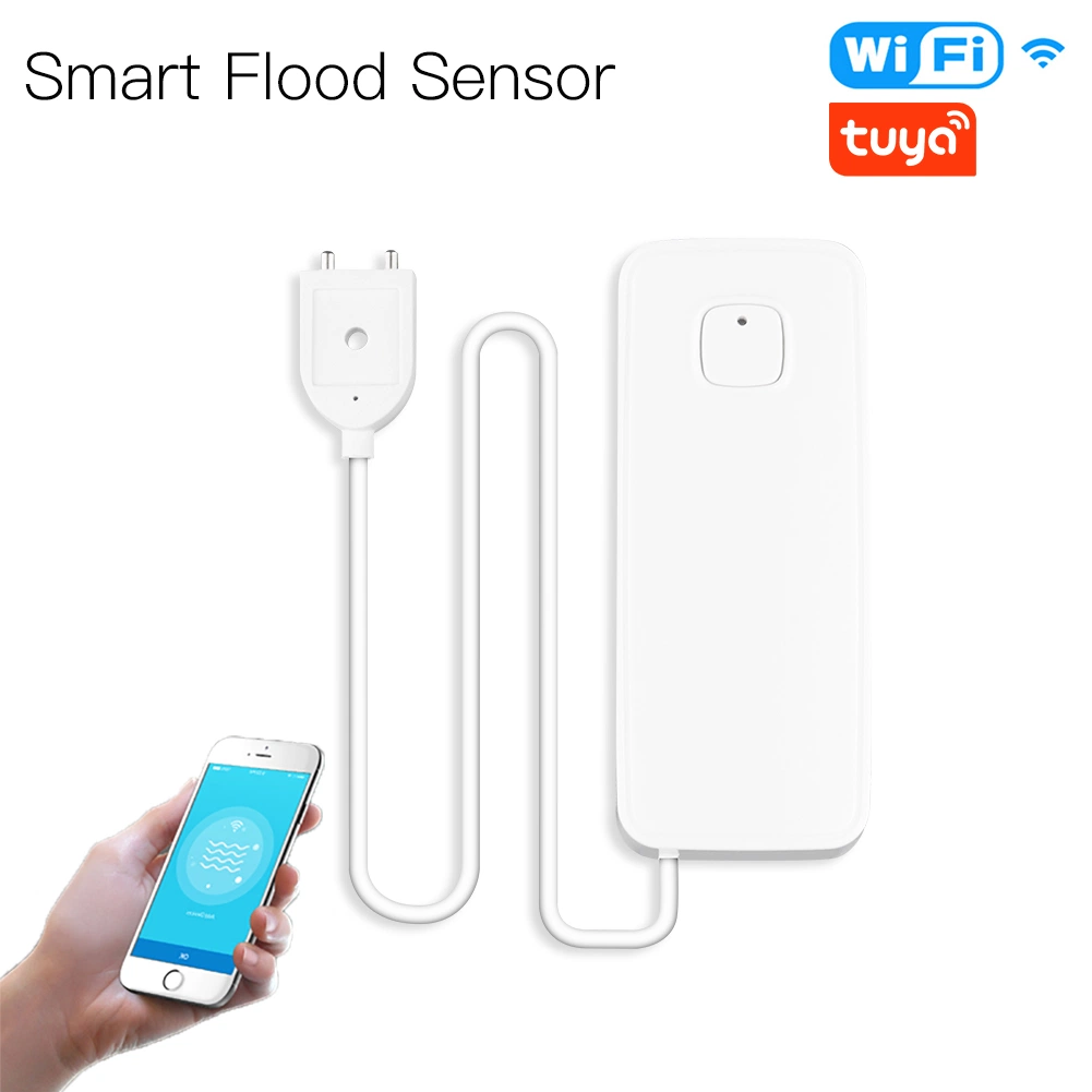 Smart WiFi de fugas de agua del sensor de inundación inteligente Detector de inundación de la casa de desbordamiento de alerta de notificación del sistema de alarma de seguridad a distancia inalámbrico Smartlife Tuya