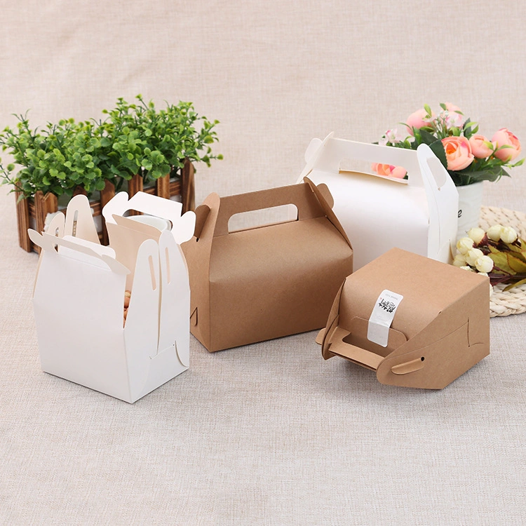 Custom Biodegradable Mini Board Candle Puff Cardboard Paper Packaging Birthday Gift Handle Cake Box