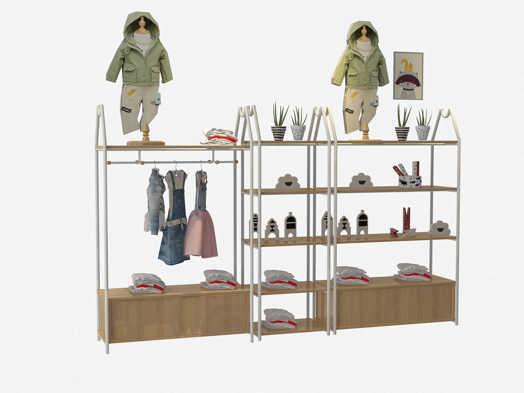 Customized Children Clothing Shop Fitting Retail Kids Clothes Display Furniture Clothes Display Rack for Kids