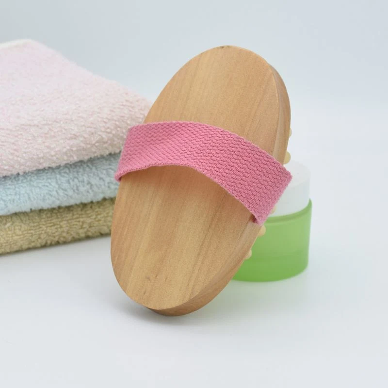 Wholesale/Supplier Eco Friendly Natural Wooden Rubber Brush Bath Body Soft Back Body Brush for Shower Massage