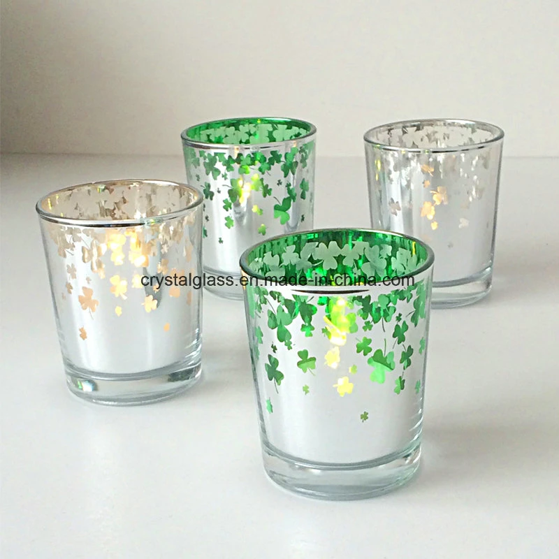 Fashion OEM Printing Plated Glass Candle Jar