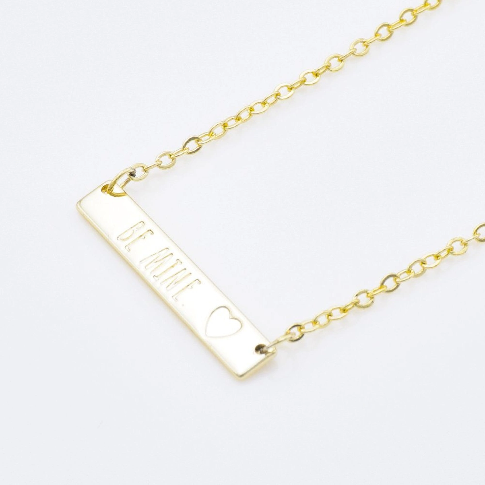 OEM Wholesale/Supplier 14K Gold Fashion Jewelry Letter Bar with Heart Pendant Necklace