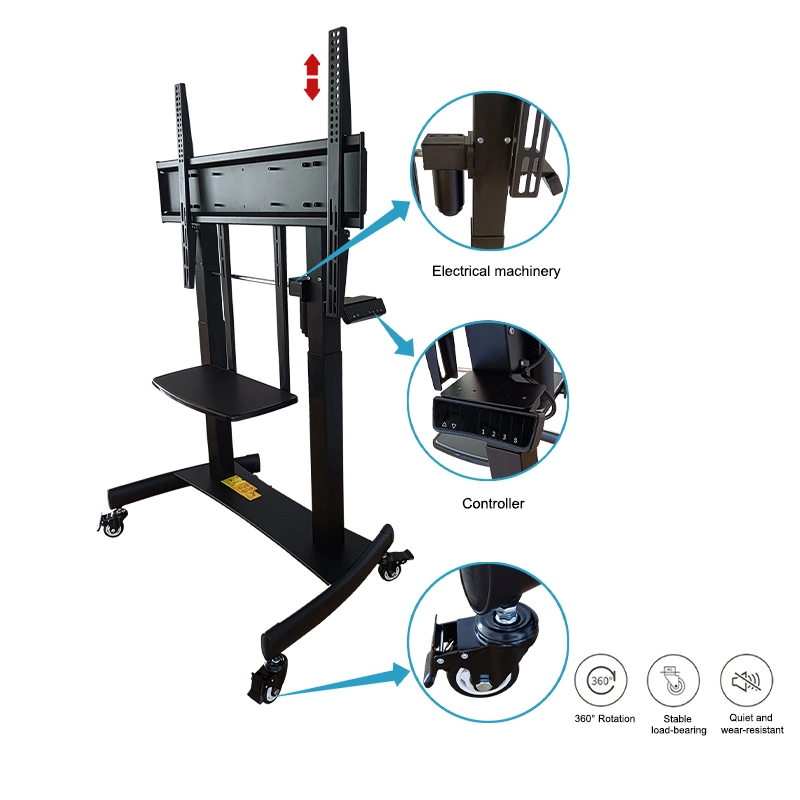 Телевизор с электроприводом и самым 55-86-дюймовым плоским светодиодом Компактная электрическая подставка для учебных ЖК-мониторов с электроприводом и пультом дистанционного управления Управление Китаем