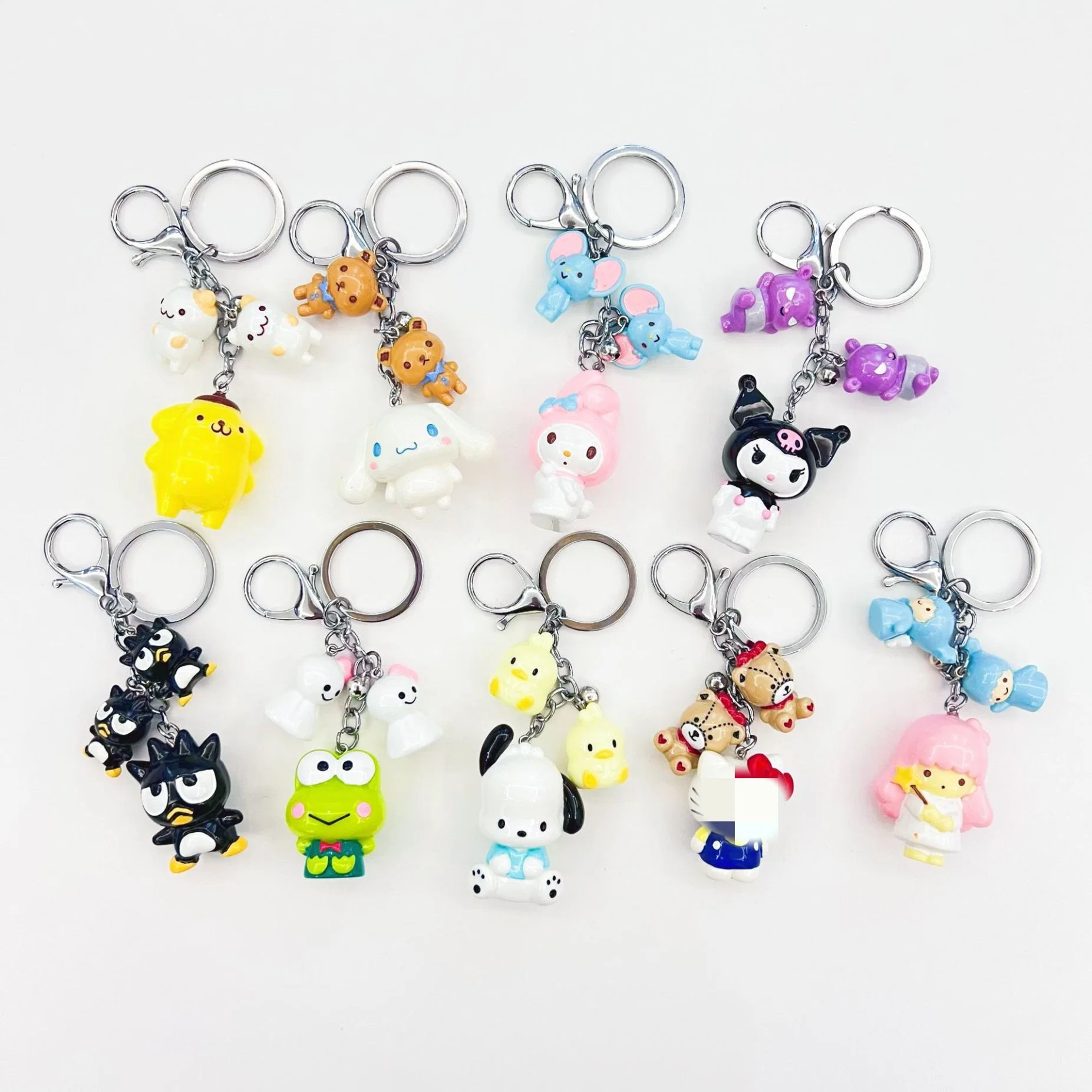 Ruunjoy New Arrivals Cute Sanrio Keychains PVC Pendants High Quality Kawaii Cartoon PVC Wholesale Sanrio Key Chains