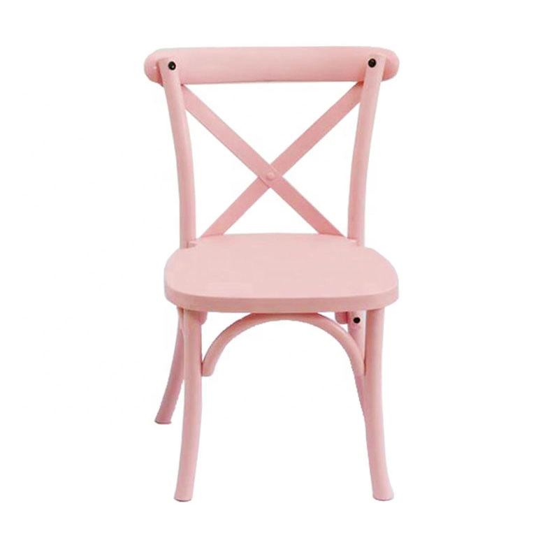 Chair Commercial Grade Pink Color Kids Cross Back Chair PP Resin Material X Back Chair for Kids Barber Chair