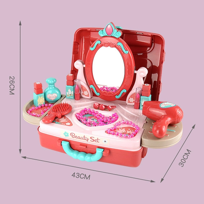 Fille Commode Valise 3 en 1 Jouet de Maquillage Cosmétiques Jouet de Prétendre Drôle Kit de Maquillage pour Enfants Jouets de Maquillage de Prétendre pour Enfants