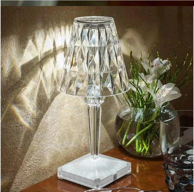 Modern New Crystal LED Cordless USB Charging Touch Rechargeable Table Lamp for Wedding Party Decorative Lighting Decoration Decor Cordless Crystal Desk Lamps