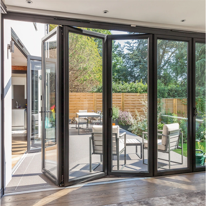 Australian Standards Patio Soundproof Tempered Glass Aluminum Folding Doors