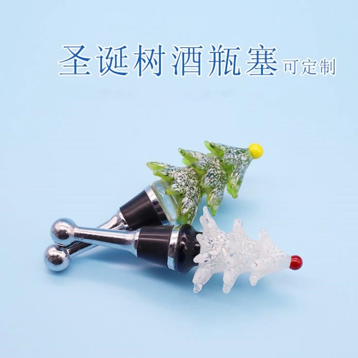 Christmas Decoration Christmas Tree Glass and Stainless Steel Wine Stopper Wine Bottle Lids