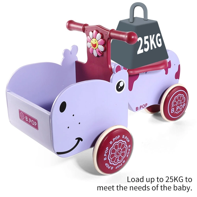 Cartoon Hippo Baby Walker Toys Safe Wheel Toddler Balance Training Cute Ride on Car with Music and Sound Kids Car