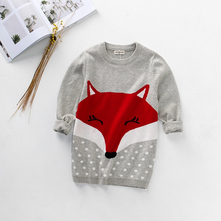 Winter Children Customized Baby Girl Kids Knitted Pullover Dress Sweater