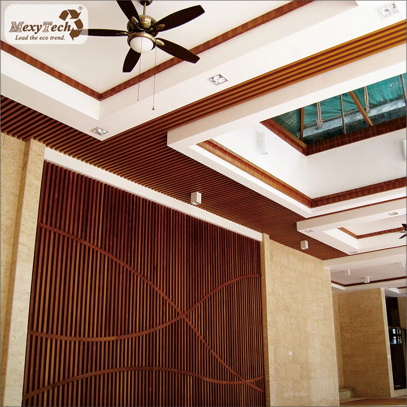 Layout Decorative Wooden Modern Hall PVC WPC False Ceiling Designs