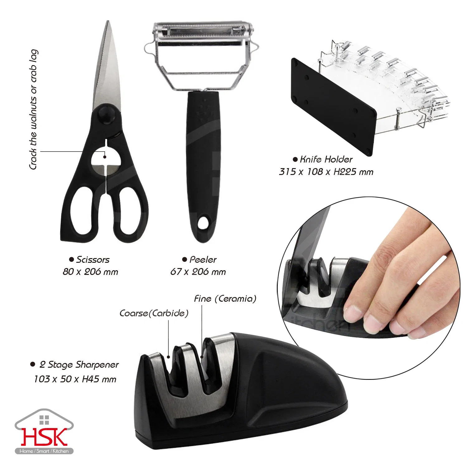 Stainless Steel Kitchen Knife Set with Acrylic Stand