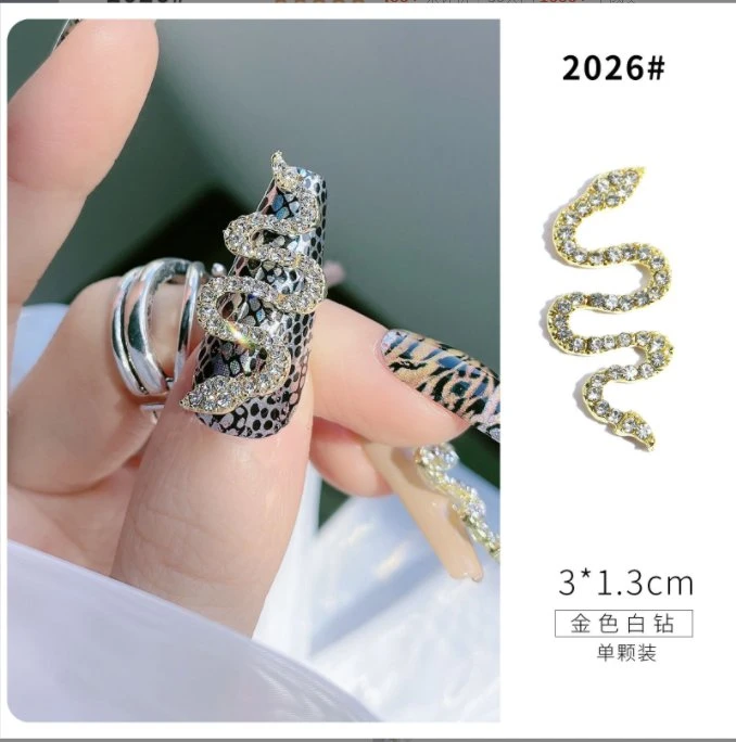 New 3D Diamond Alloy colorful Snake Nail Art Rhinestone