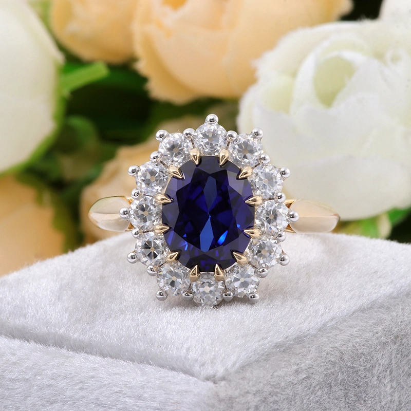 Provence Vintage 14K Yellow Gold 3 Carat Sapphire Round Brilliant Cut Moissanite Diamond Wedding Dress Ring Ladies First Jewelry