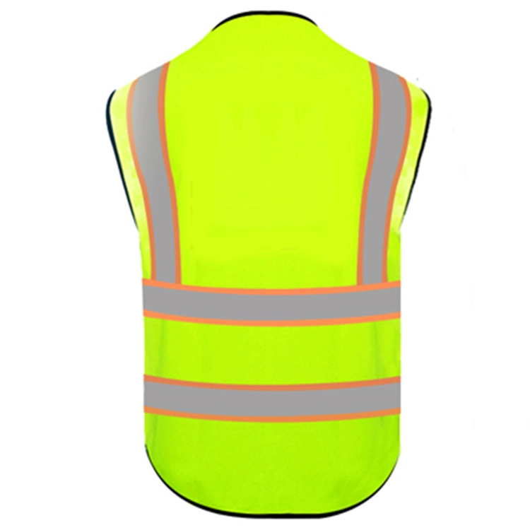 Poliéster/algodão riscas refletoras visibilidade Amarelo Fluorescente Segurança Vest vestuário de trabalho