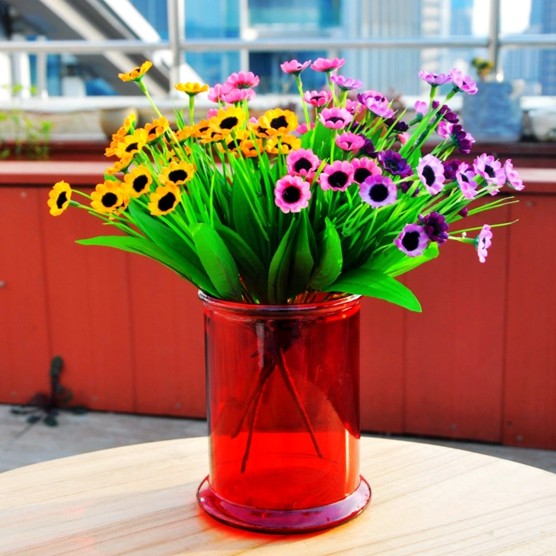 Ruby Red Simple Style Cylinder Glass Flower Vase for Decoration