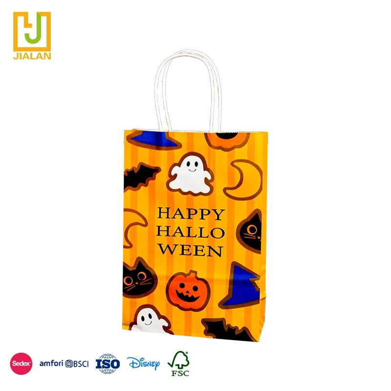 Comfortable New Design Halloween Printed Party Shopping Packaging Gift Kraft Paper Bag