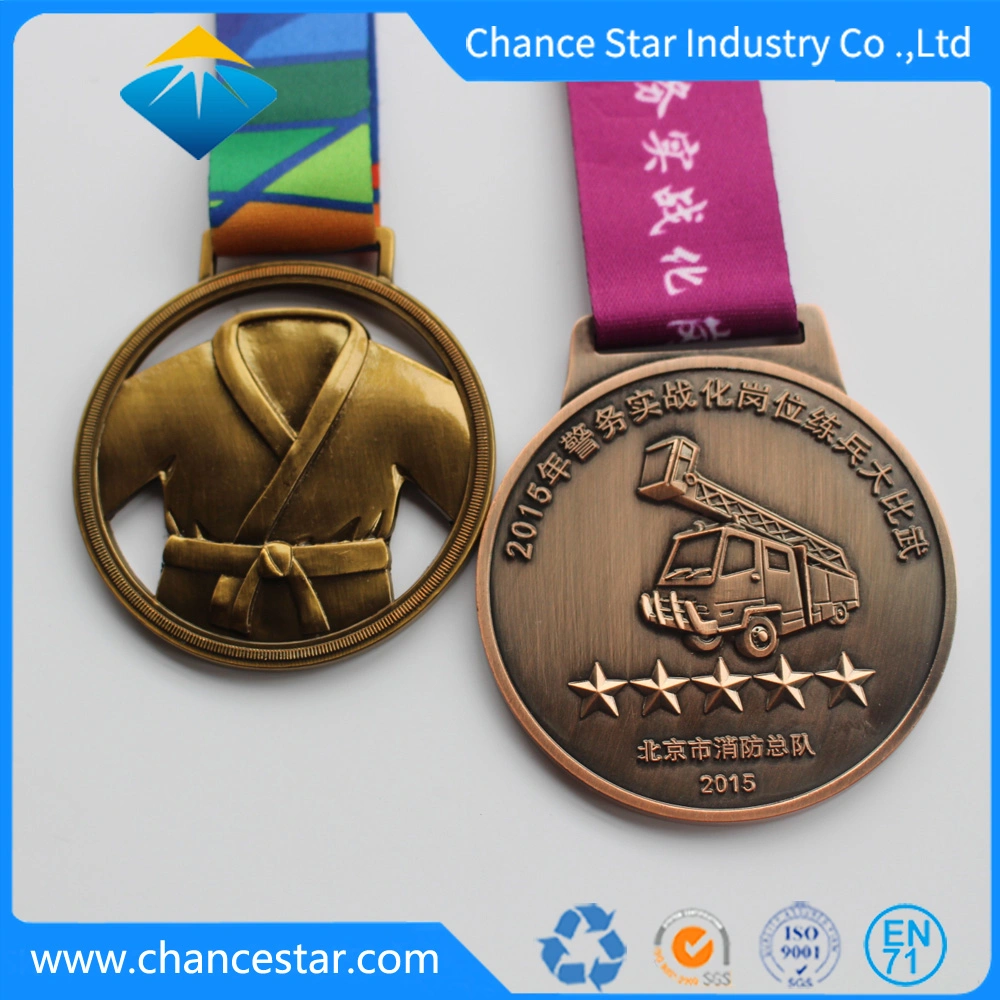 Custom Embossed Metal Logo Badge Ribbon Medal Maker