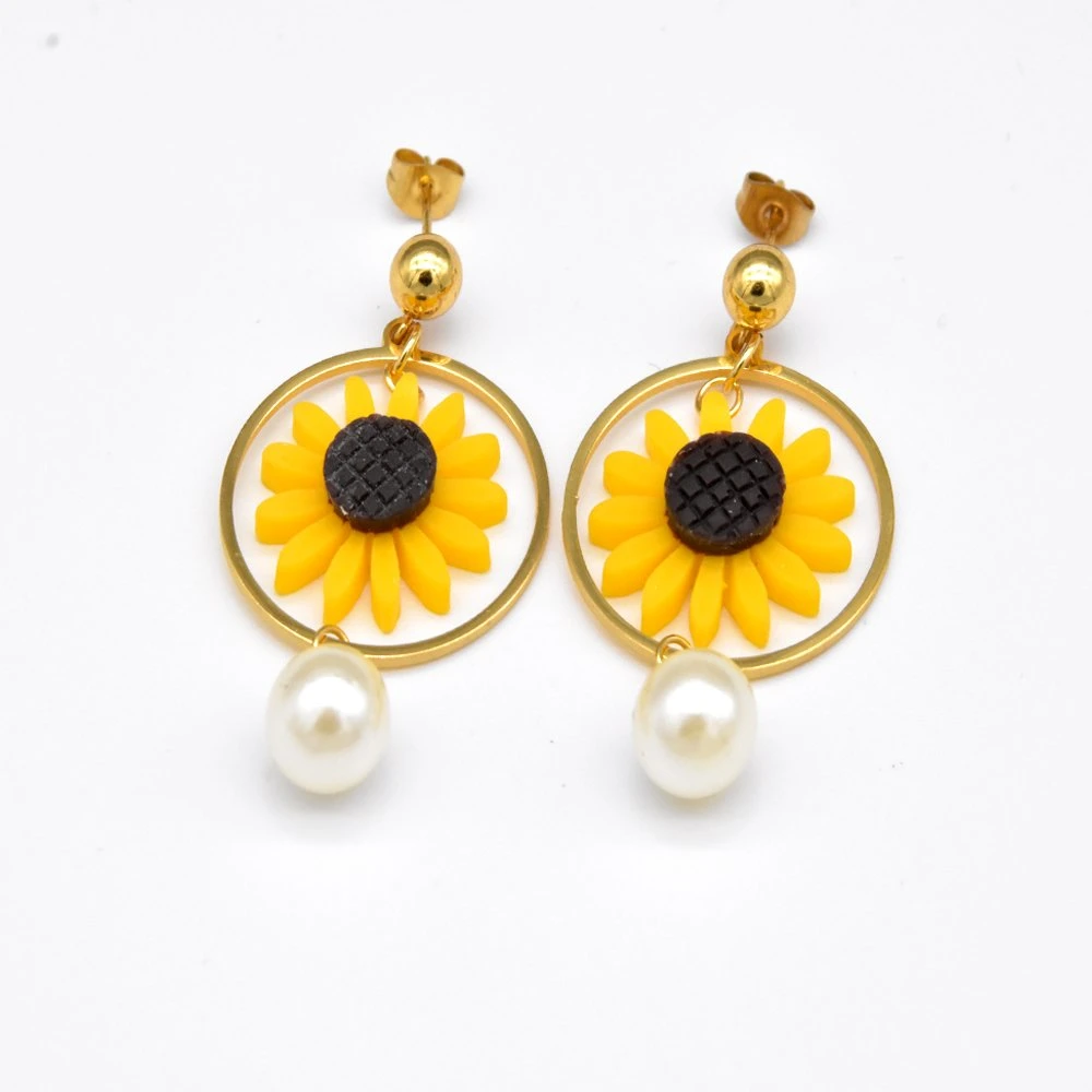 Fashion Accessory Women Perfect Gifts Sunflower Drop Earrings