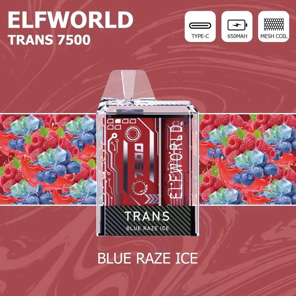 Original Elfworld Trans 7500 bouffées Vape jetables de Glace aux fraises