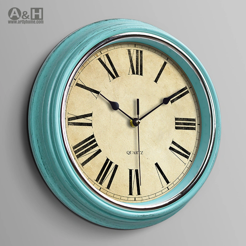 Home-Decor Plastic Creative Roman Retro Wall Clock Living Room Personality Mute Clock