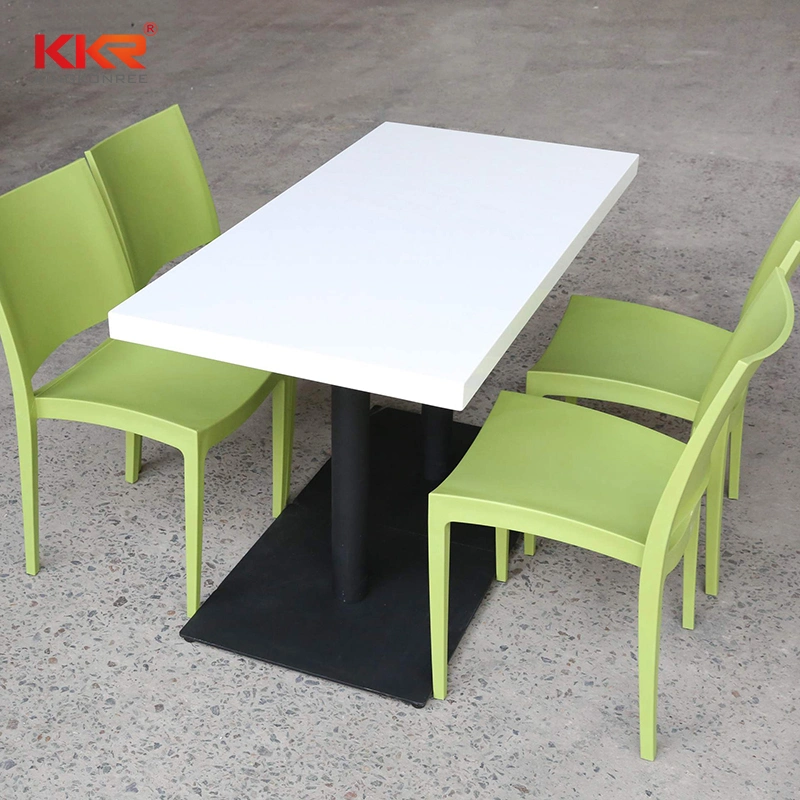 Modern Furniture Solid Surface White Stone 4 Seater Restaurant Tables