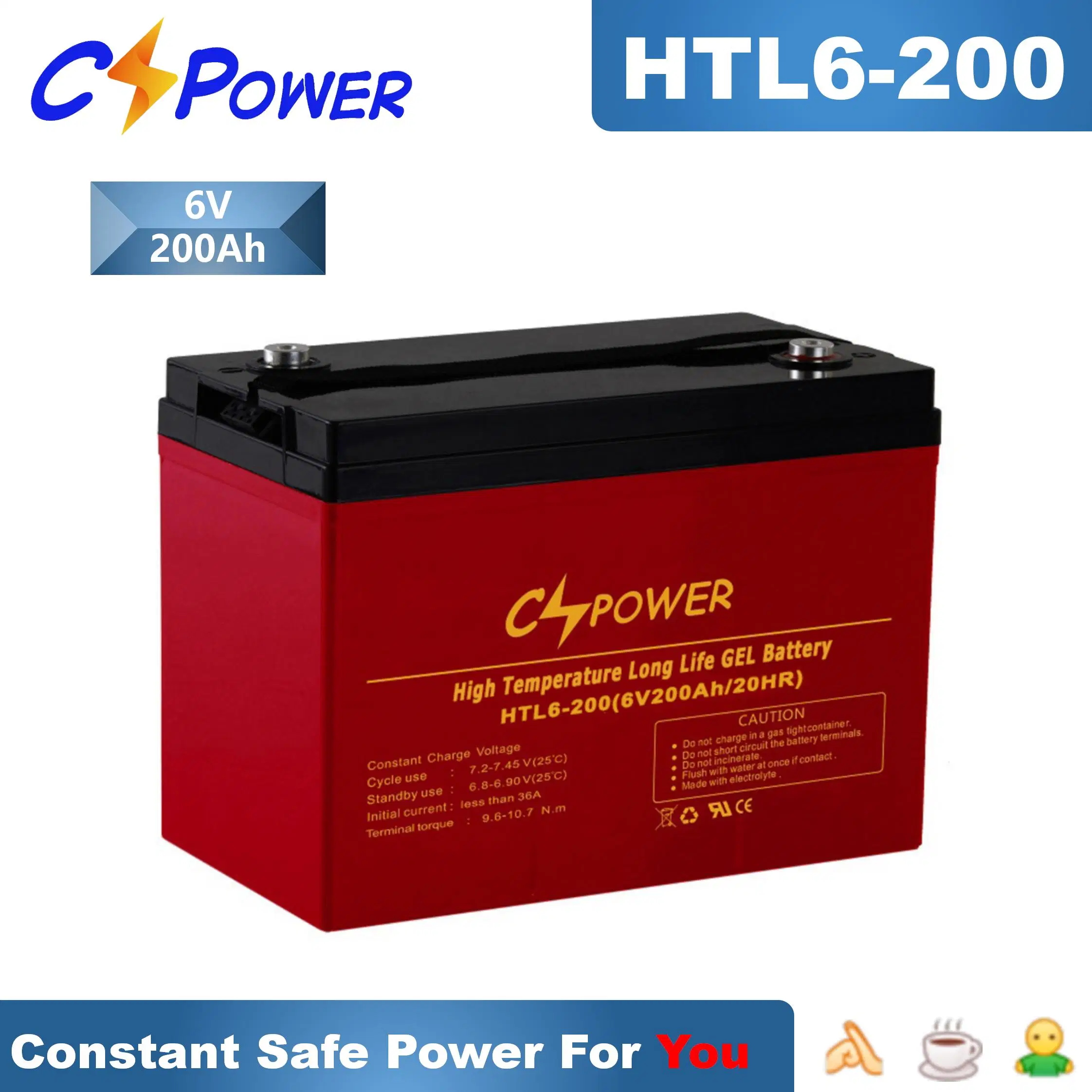 Cspower Htl6-420 6 Volt, 420 Ah Deep Cycle Gel Battery/High-Temperature-Deep-Cycle-Maintenance-Free-Battery/Low-Discharge-Solar-Panel-Battery/Cse