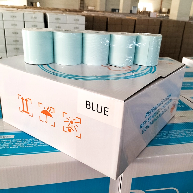 Customized Printed OEM Cash Register Thermal Paper Receipt Blue