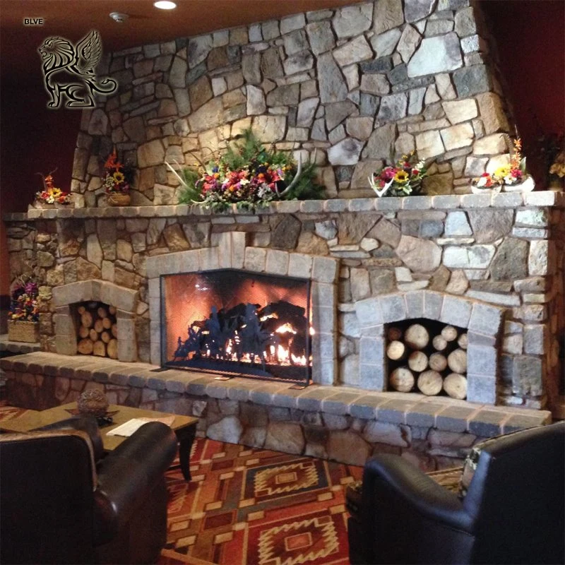 Blve Indoor Retro Fireplace Wall Natural Granite Stone Cladding Brick Marble Tiles Culture Stone Wholesale