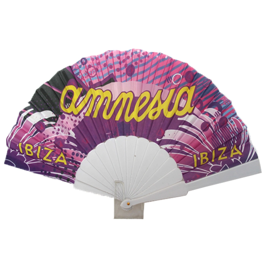 Traditional High quality/High cost performance  Fabric Polyester Hand Fan with Craft Paper Box