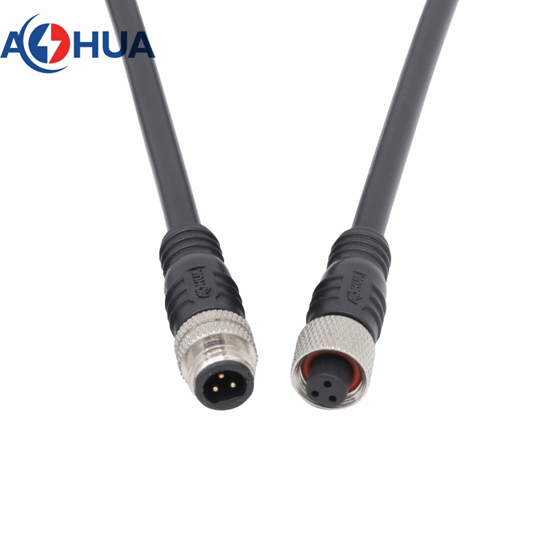 M8 2 Pin Male Female 110V Circular Metal Molded with Cable Connector Plug