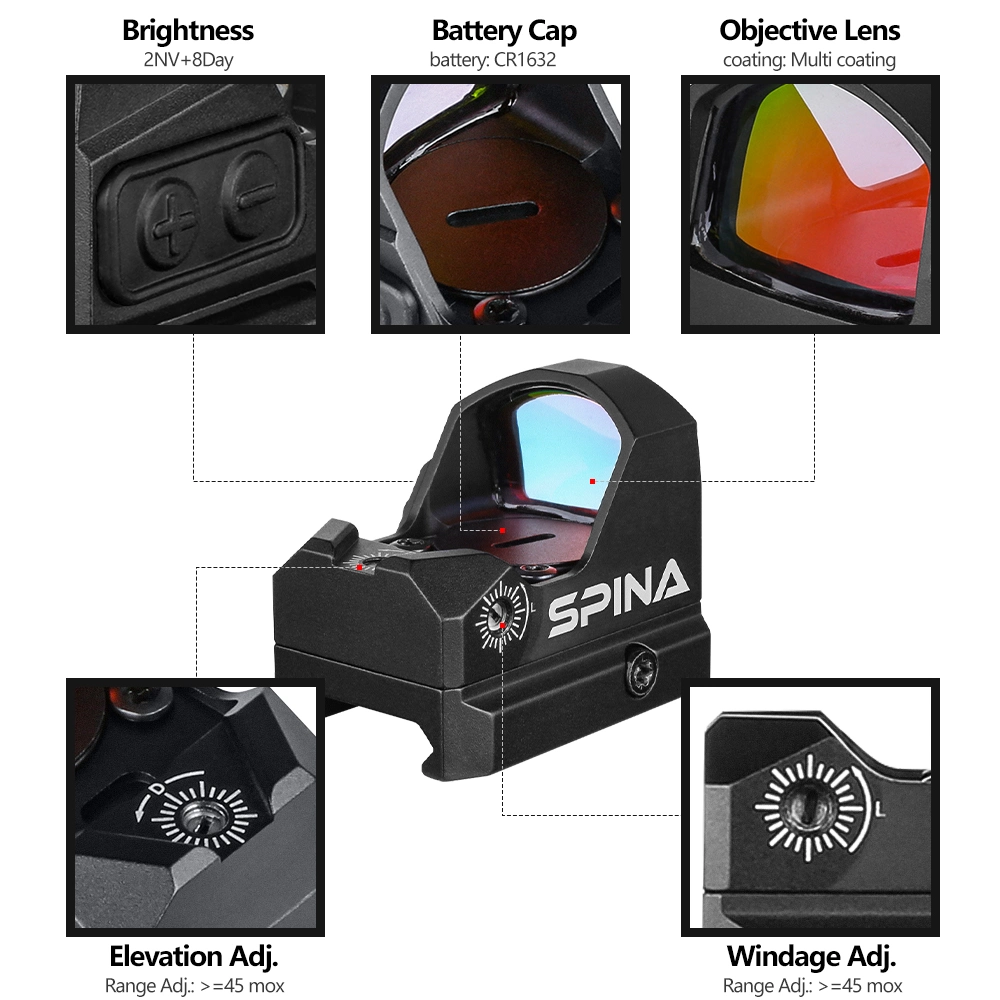 Spina Optics Red DOT Sight 1X24X17 Tactical Scope Red DOT for Real for Hunting Point Rouge