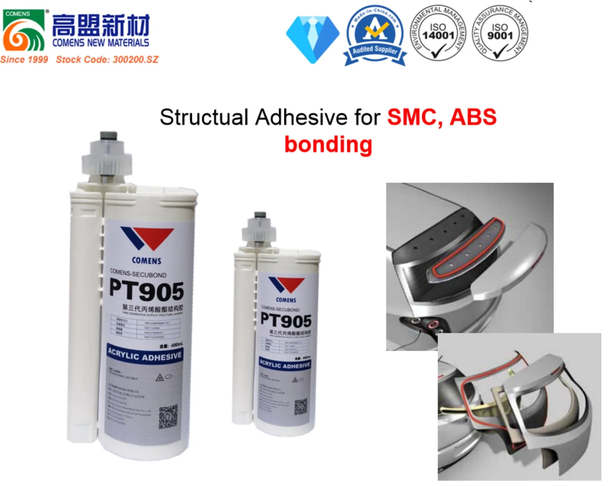 Good Adhesion Two Component Acrylic (MMA) Adhesive for Panel to Frame Bonding (PT905)